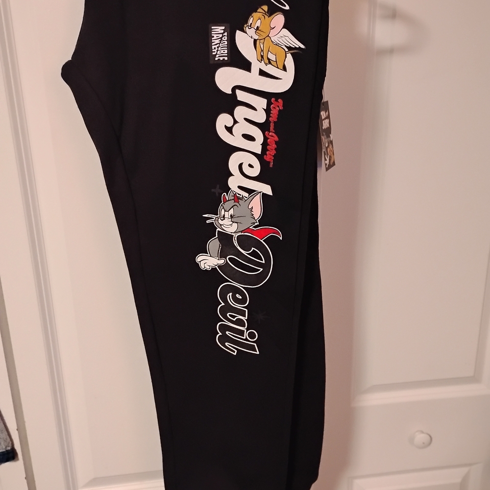 Black Tom and Jerry Track Pants